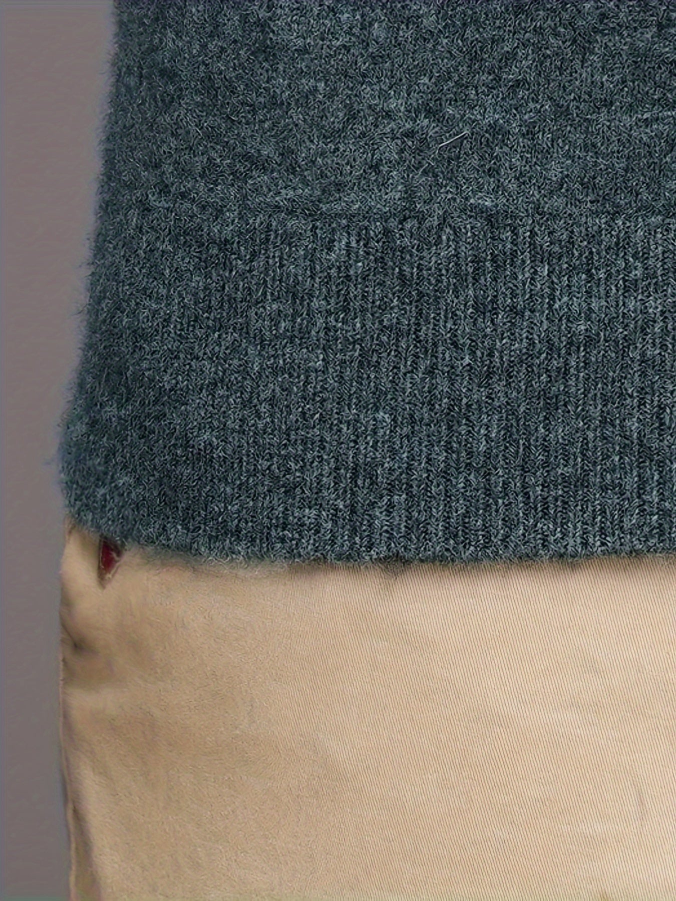 Pull-over Thermique Homme 100% Laine - Design Asymétrique à Rayures, Coupe Slim, Vert Foncé pour Automne\u002FHiver, Lavage à la Main\u002FNettoyage à Sec, Tricot, Vêtement d'Hiver