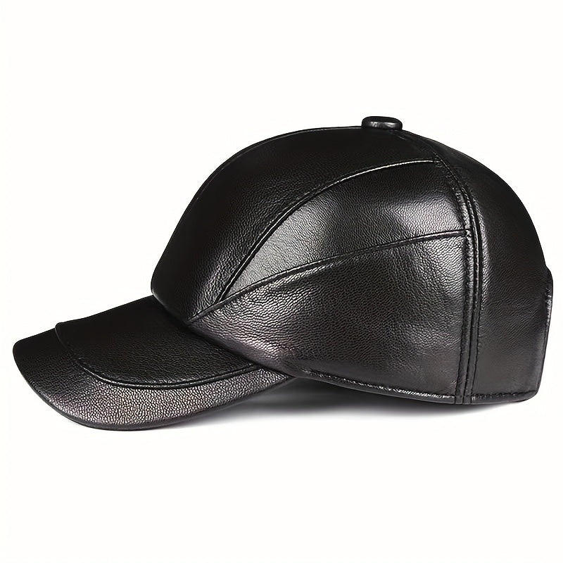 Premium Sheepskin Baseball Cap, Fashion Casual for Men and Women, Suitable for Spring and Autumn Season, Genuine Leather Hat