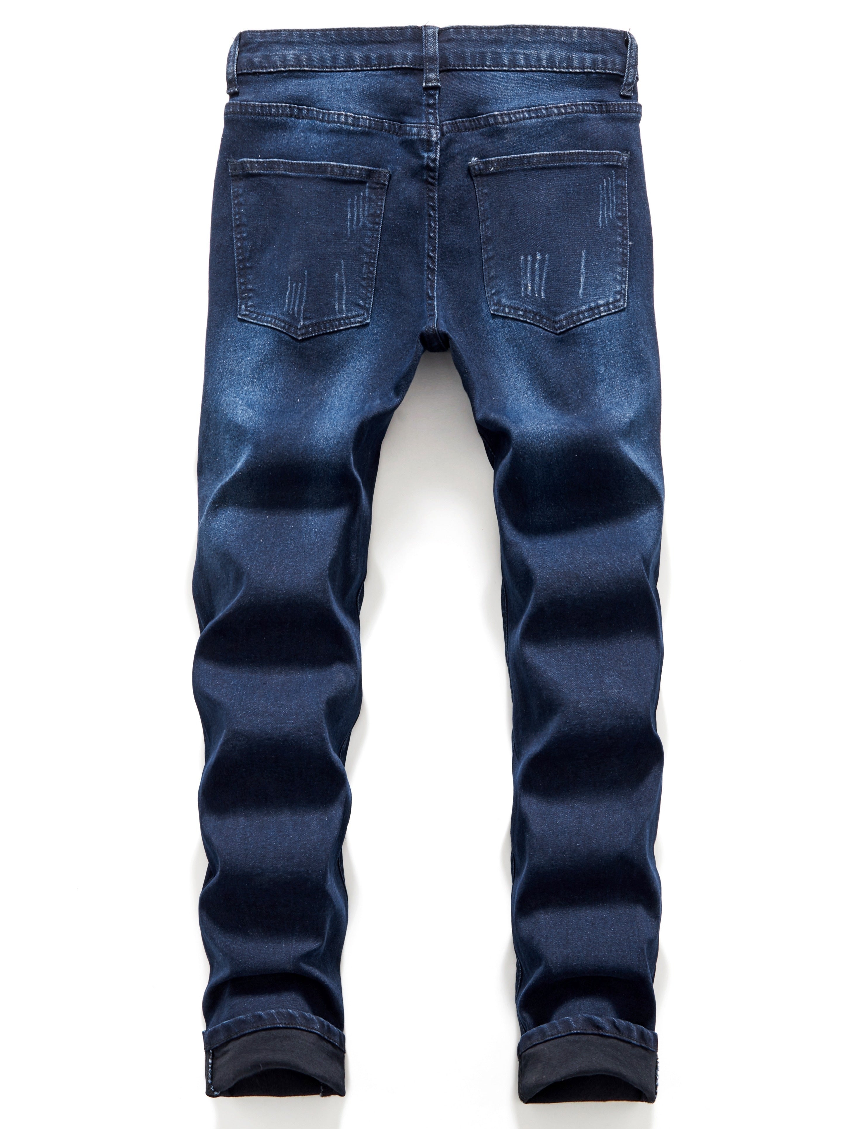 Men's Halloween Patchwork Jeans, Casual Street Style Medium Stretch Denim Pants