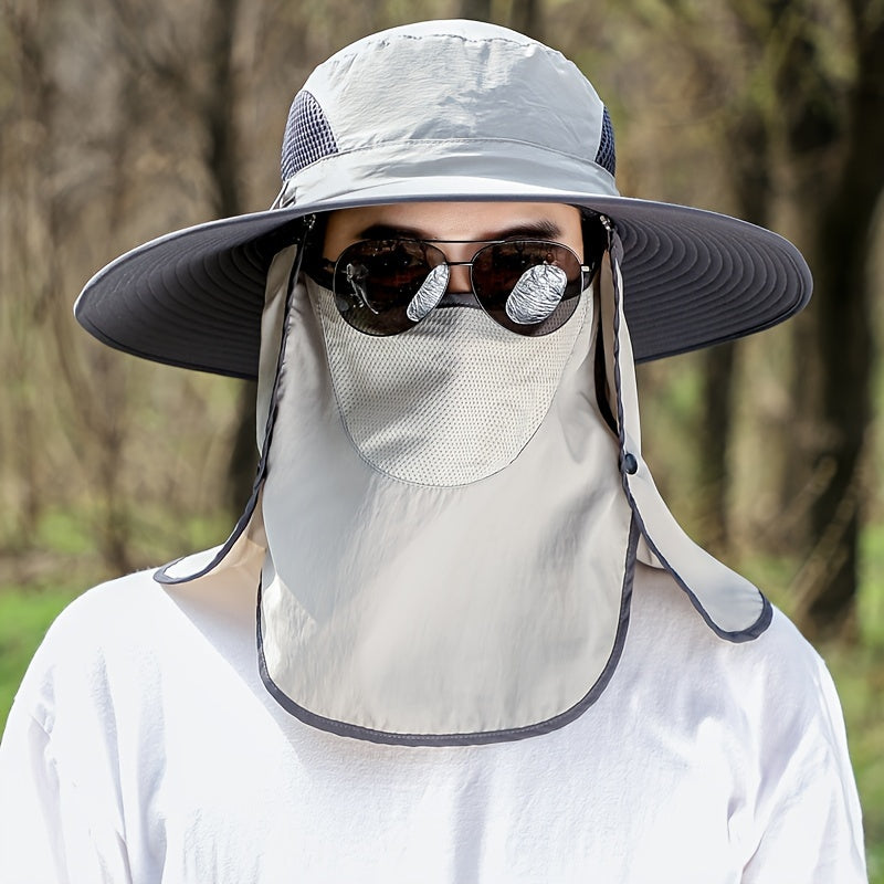 1pc Men'S Oversized Bucket Hat with Sun Protection, Wide Brim, Breathable Polyamide Fabric, Ideal for Summer Outdoor Activities - Fishing, Hiking, and Sports, Outdoor Gear | Stylish Headgear | Comfortable Fit