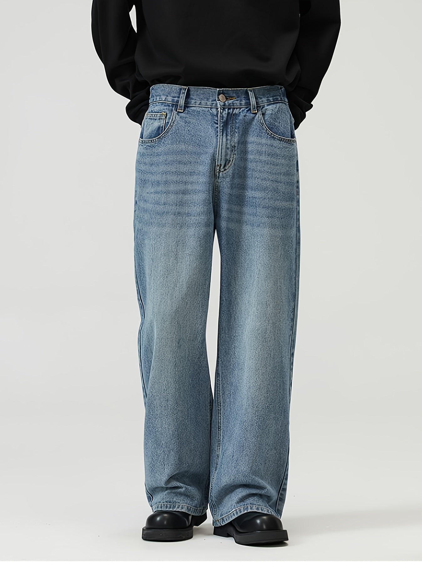 American Street Style Men's Korean Version Straight Jeans