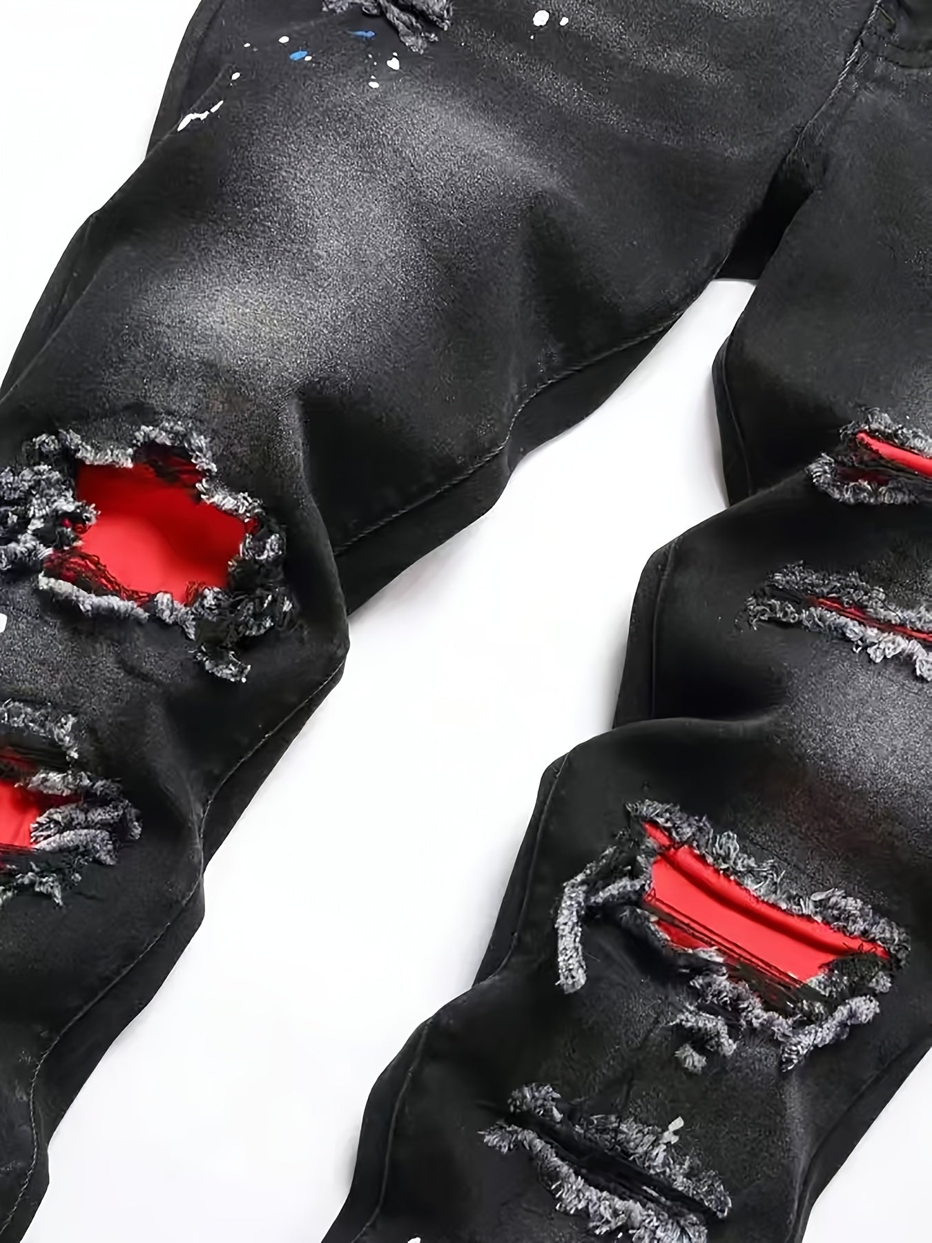 Men'S All-Season Casual Denim Jeans, G12# Black, Geometric-Pattern Washed Fabric, 63.7% Cotton, 34.3% Polyester, 2% Spandex, Regular Fit, Slight Stretch, 422g\u002Fm² Fabric Weight