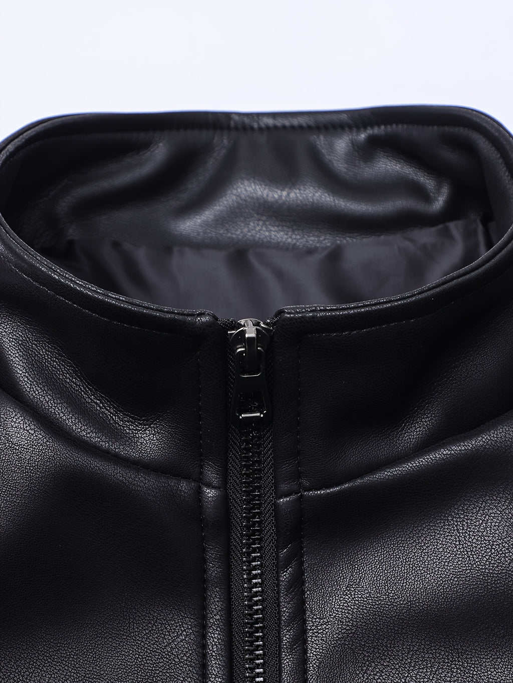 Men's PU Leather Motorcycle Jacket with Stand Collar, Multiple Pockets & Zipper Closure - Casual Workwear Style for All-Season Riding & Daily Wear, Motorcycle Riding Gear, Daily Wear Jacket, Zipper Closure Jacket, Functional Design