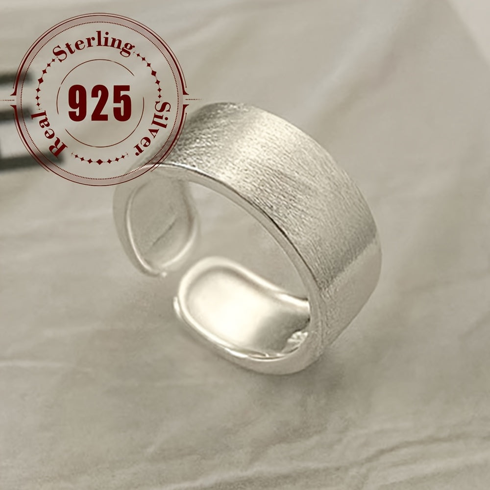 1pc Simple Wide Face Ring in Pure Silvery 925, Suitable for Men and Women, Daily Party Matching Approx. 4.52g