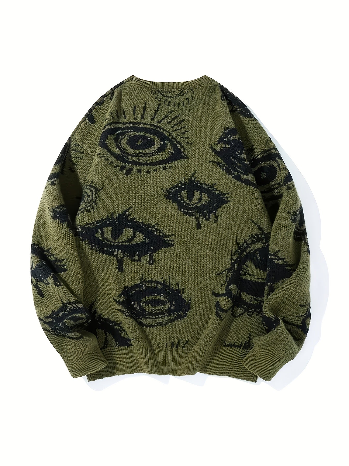 Pull Vintage Œil du Diable à Contraste de Couleurs - Pull Unisexe Col Rond en Tricot Mi-Extensible pour Hommes & Femmes, Vêtements Décontractés Printemps\u002FAutomne, Confortable, Grande Taille