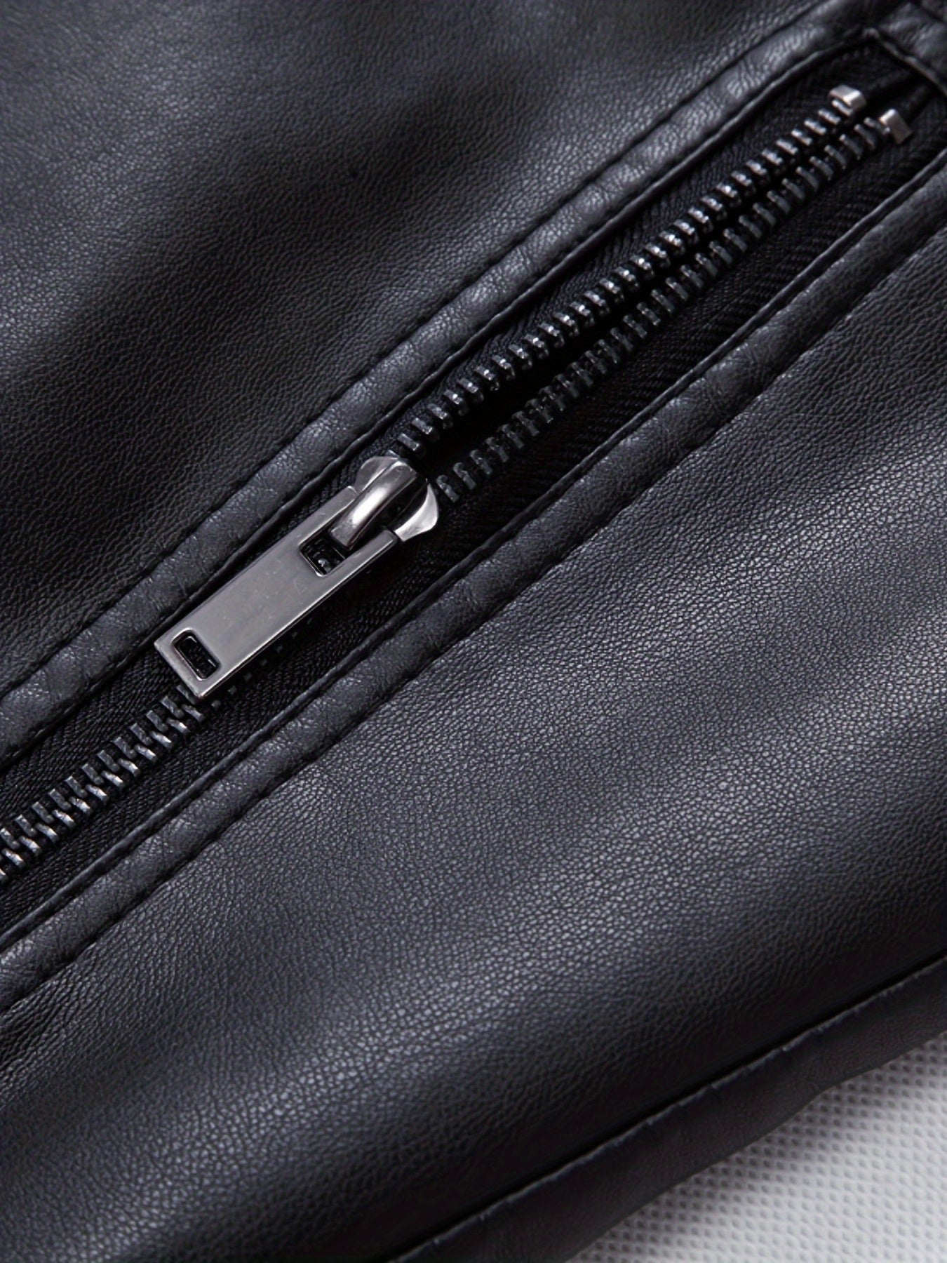 Men's Slim-Fit PU Leather Jacket with Stand-Up Collar - Black Softshell Zipper Front Casual Streetwear Coat, High-Quality Polyester Lining for Autumn Winter