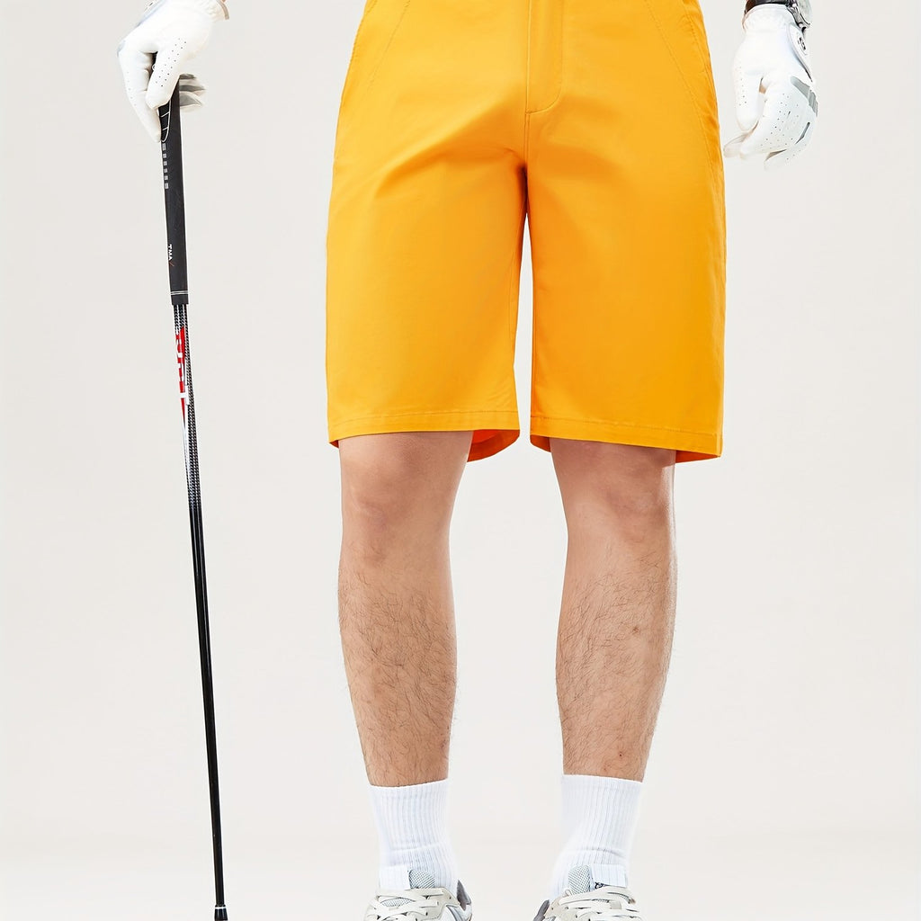 Men's Lightweight Golf Shorts with Elastic Waistband, UV Protection, and Multiple Pockets - Breathable Cotton-Spandex Blend for Casual, Outdoor, and Golf Activities - Solid Mint Green