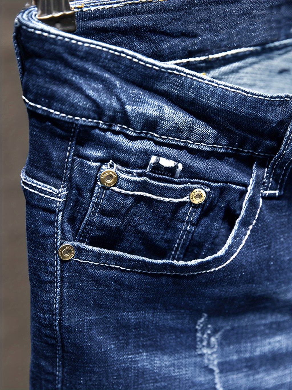 Men's Regular Fit Distressed Ripped Jeans, Fashion Denim Pants For Men, Four-Season Wear