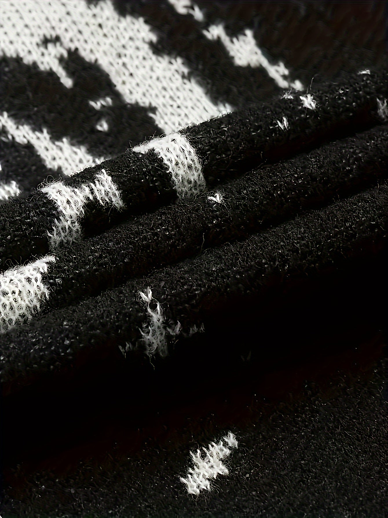 Pull-over Décontracté Homme Grande Taille Col Rond Tricoté Motif Ciel Étoilé à Ourlet Effet Détaché avec Franges, Univers en Stretch Chaud - PLUS SIZE