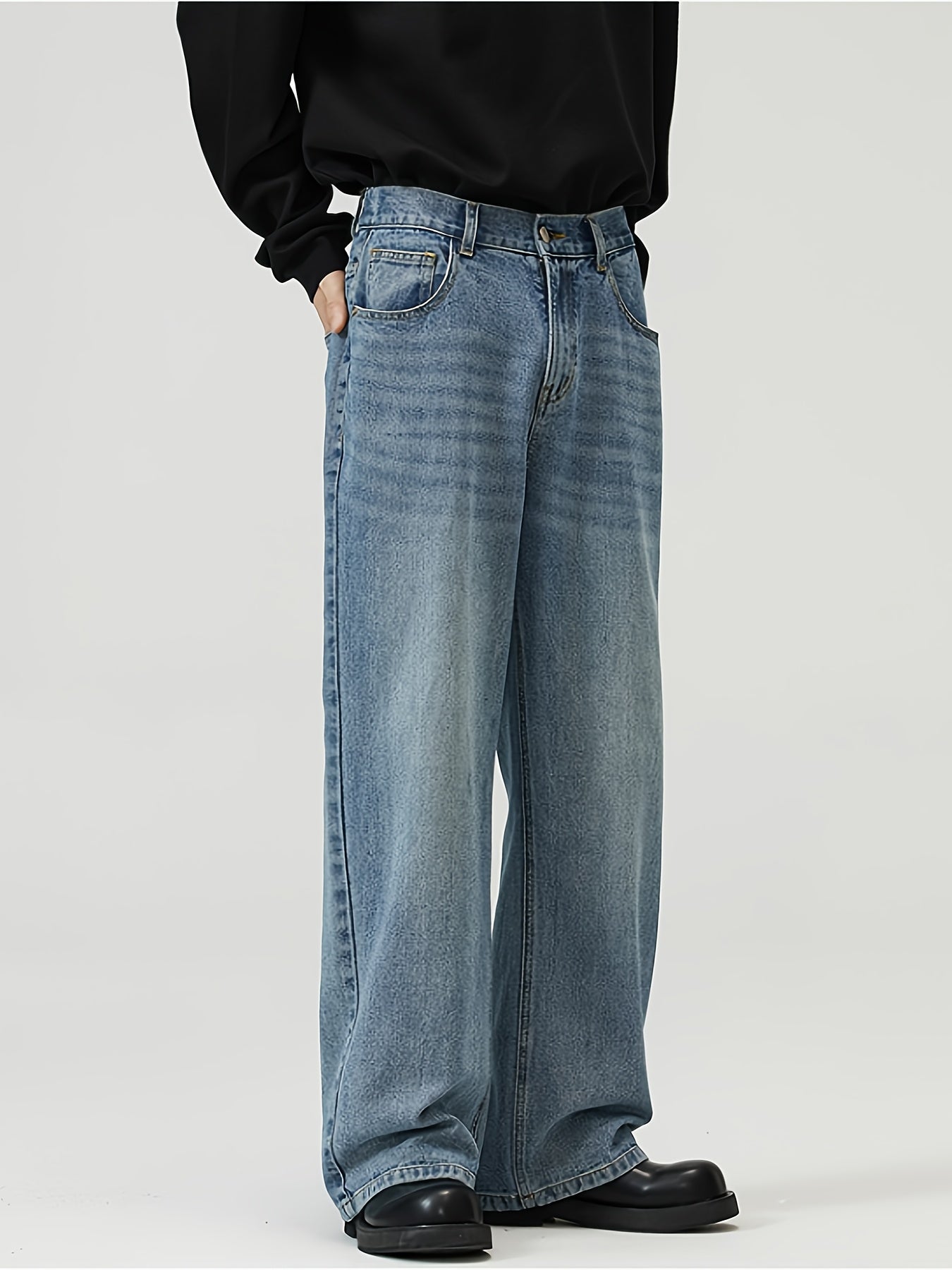 American Street Style Men's Korean Version Straight Jeans