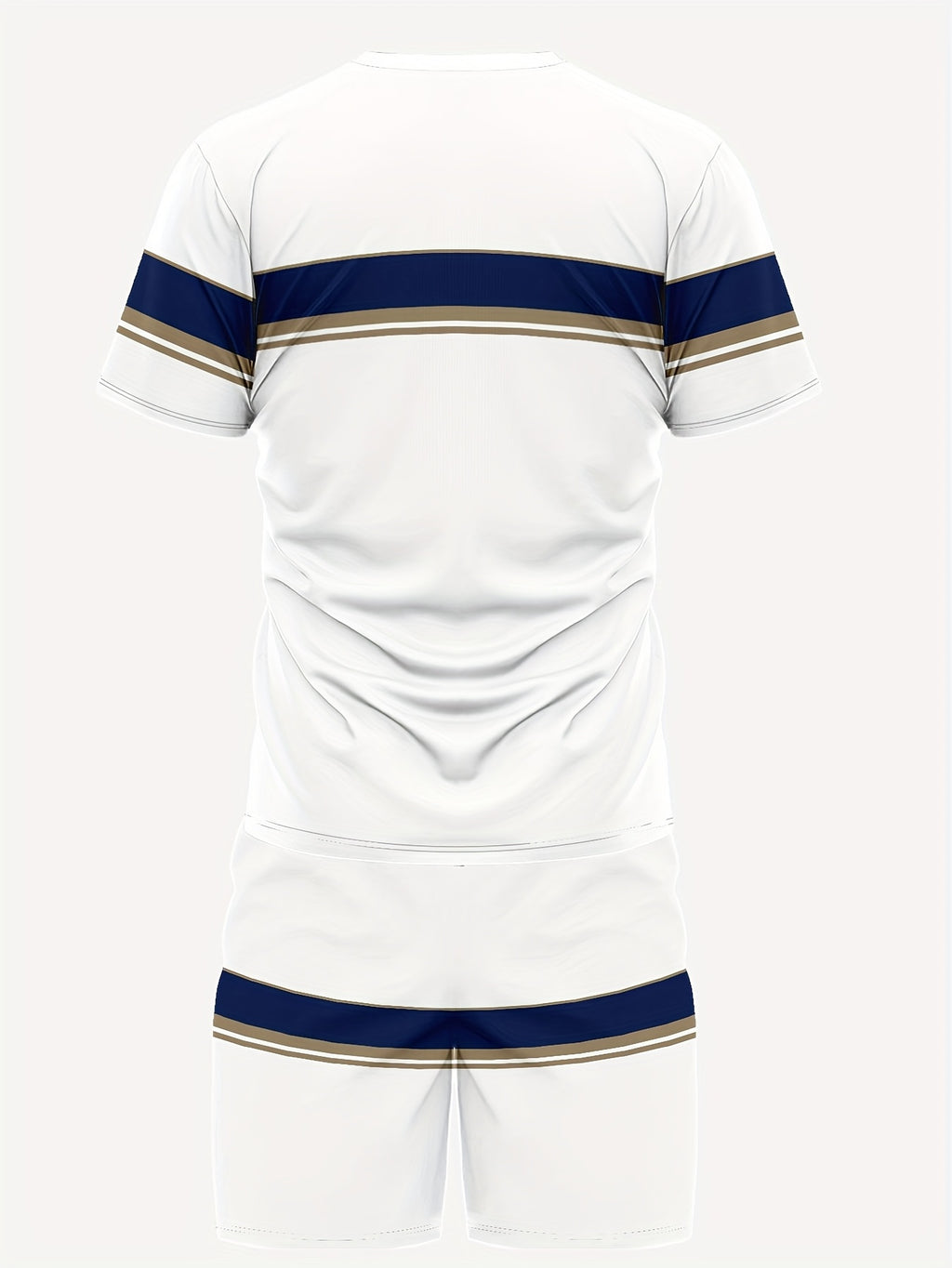 Men'S Athletic T-Shirt & Shorts Set - Navy Blue & White, Drawstring Waist, Sleeveless, Summer Sportswear, Casual Attire|Sporty Look|Comfortable Fi