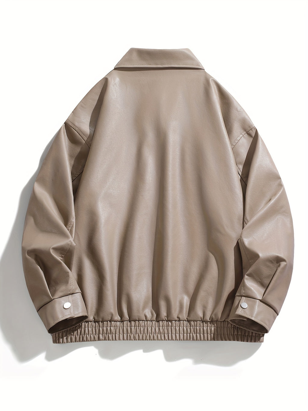 AWESOME BIRD Men's Retro PU Leather Jacket - Casual Street Style, Black Smooth Finish, Long Sleeve with Flap Pockets, Zip-Up Closure, Machine Washable, Polyester Blend