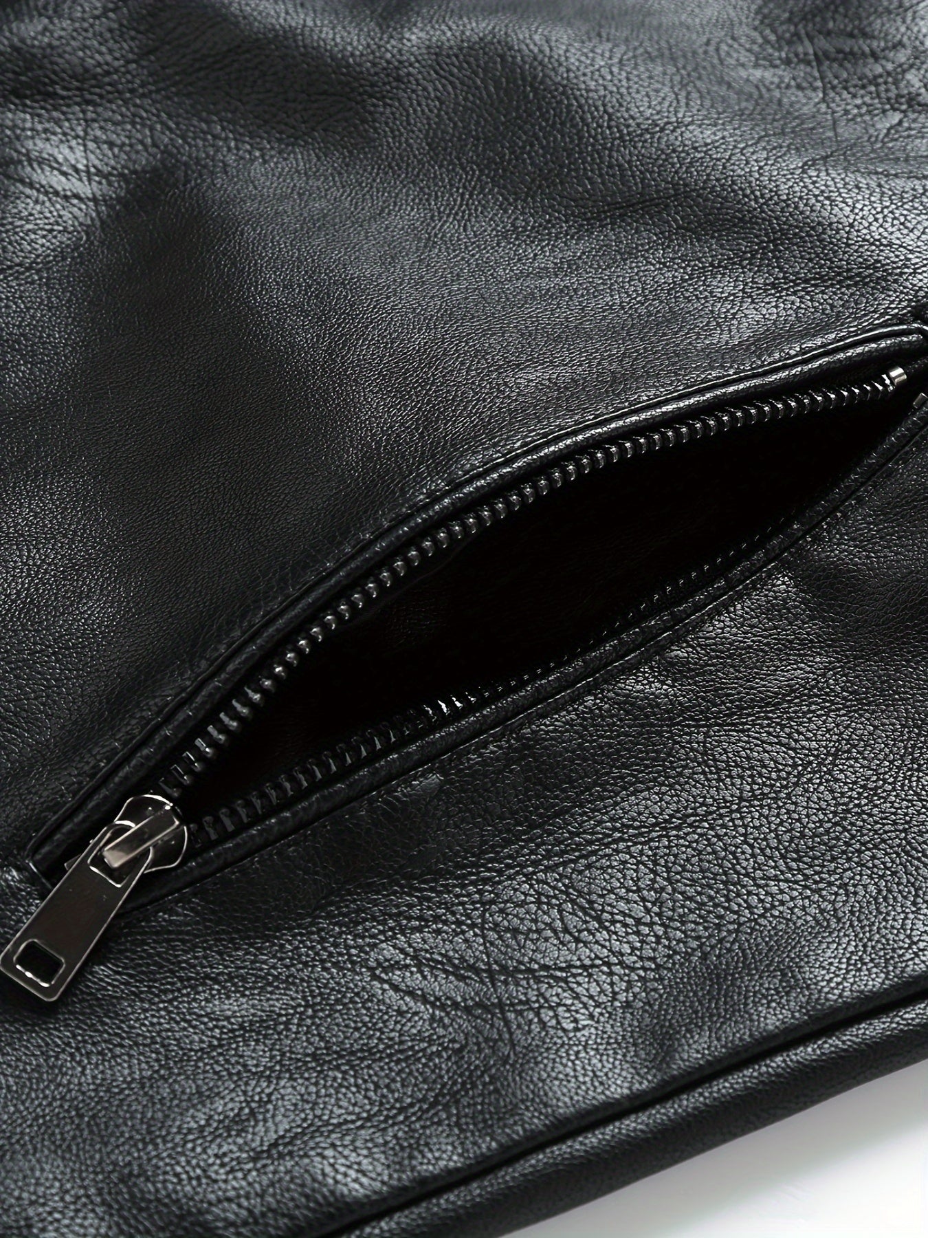 Men's Black PU Leather Jacket - Stylish Stand Collar Moto Biker Outerwear with Zipper & Multiple Pockets, Casual Fall\u002FWinter Fashion, Winter Jacket | Fashion Forward Leatherwear | PU Leather Look, Motorcycle Riding Gear