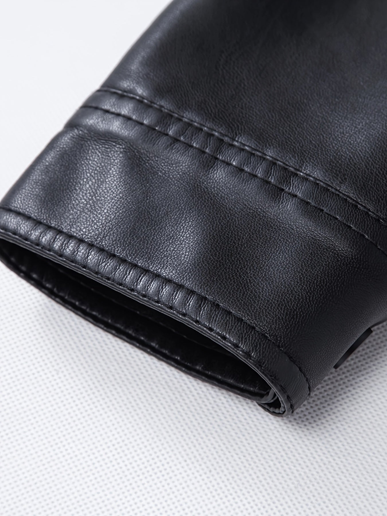 Men's Slim-Fit PU Leather Jacket with Stand-Up Collar - Black Softshell Zipper Front Casual Streetwear Coat, High-Quality Polyester Lining for Autumn Winter