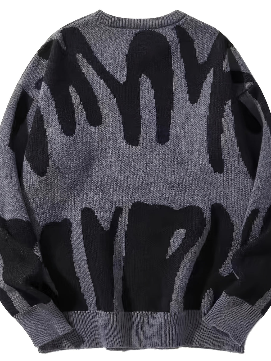 Pull décontracté à col rond pour homme, motif géométrique en tricot, 100 % polyester, légèrement extensible, coupe standard pour l'automne\u002Fhiver, épais