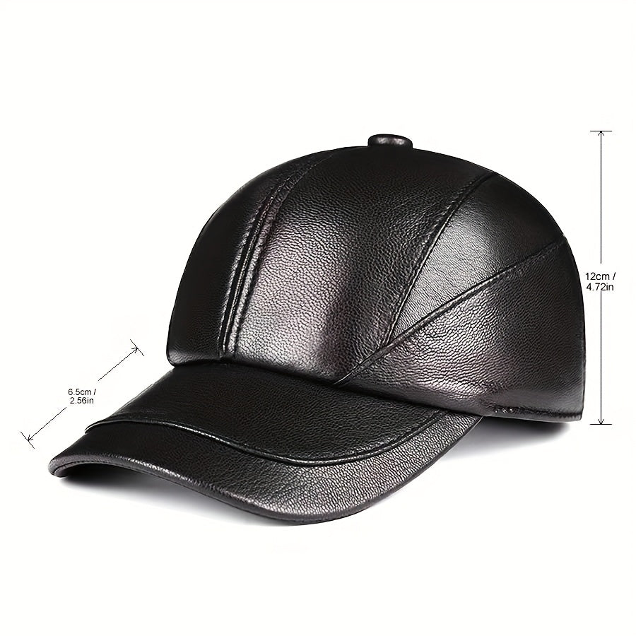 Premium Sheepskin Baseball Cap, Fashion Casual for Men and Women, Suitable for Spring and Autumn Season, Genuine Leather Hat