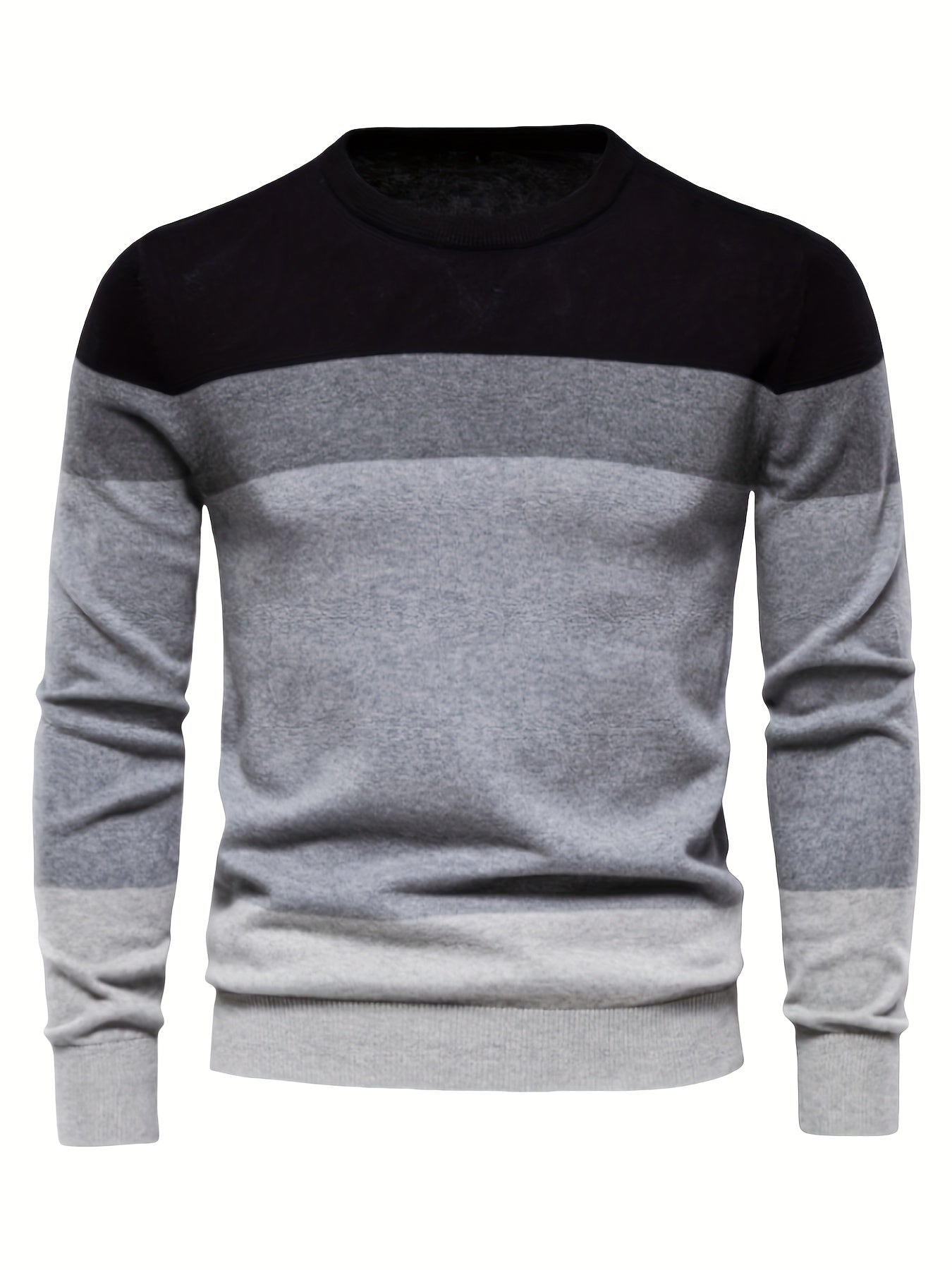 Pullover tricoté en coton 100 % pour homme, col rond ajusté à manches longues décontracté pour l'automne et l'hiver