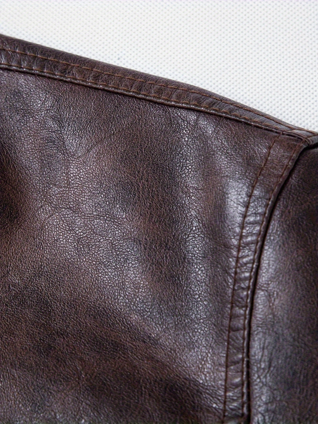 Men'S Casual Stand Collar Zipper Faux Leather Jacket, Fashion Motorcycle Style, Suitable for Street Outdoor And Riding Wear