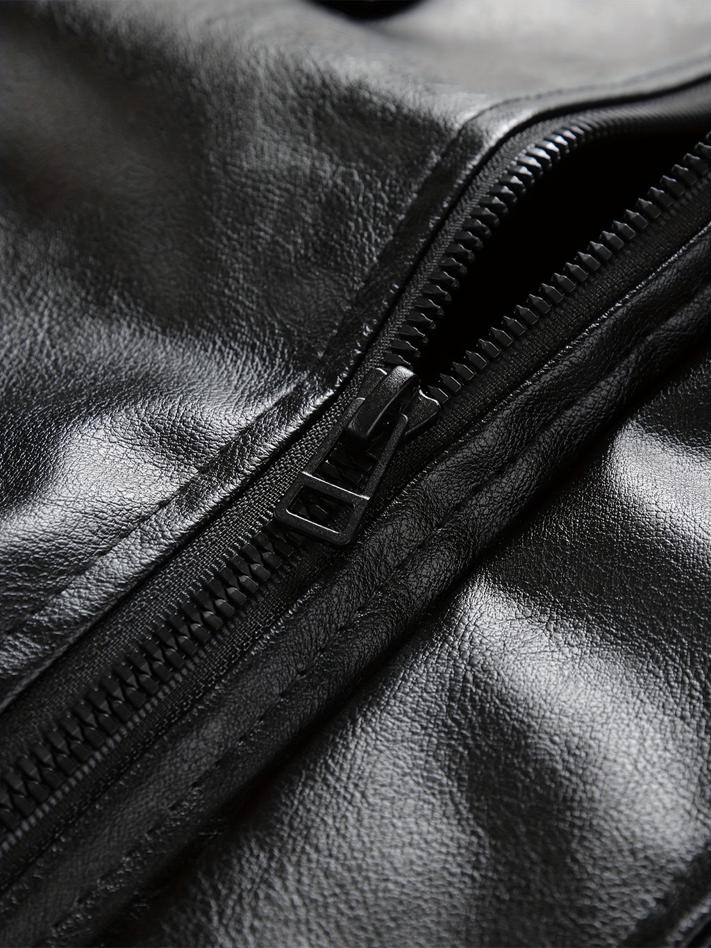 AWESOME BIRD Men's Retro PU Leather Jacket - Casual Street Style, Black Smooth Finish, Long Sleeve with Flap Pockets, Zip-Up Closure, Machine Washable, Polyester Blend