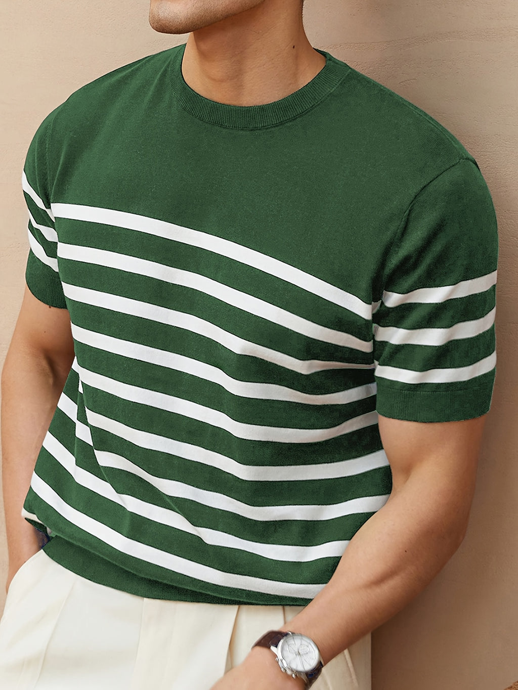 Pull Rétro à Rayures pour Homme - Noir et Blanc, Col Rond Coupe Standard, Confort Moyen Élasticité, Lavage à la Main Uniquement, Vêtement de Style Nautique, Texture Douce