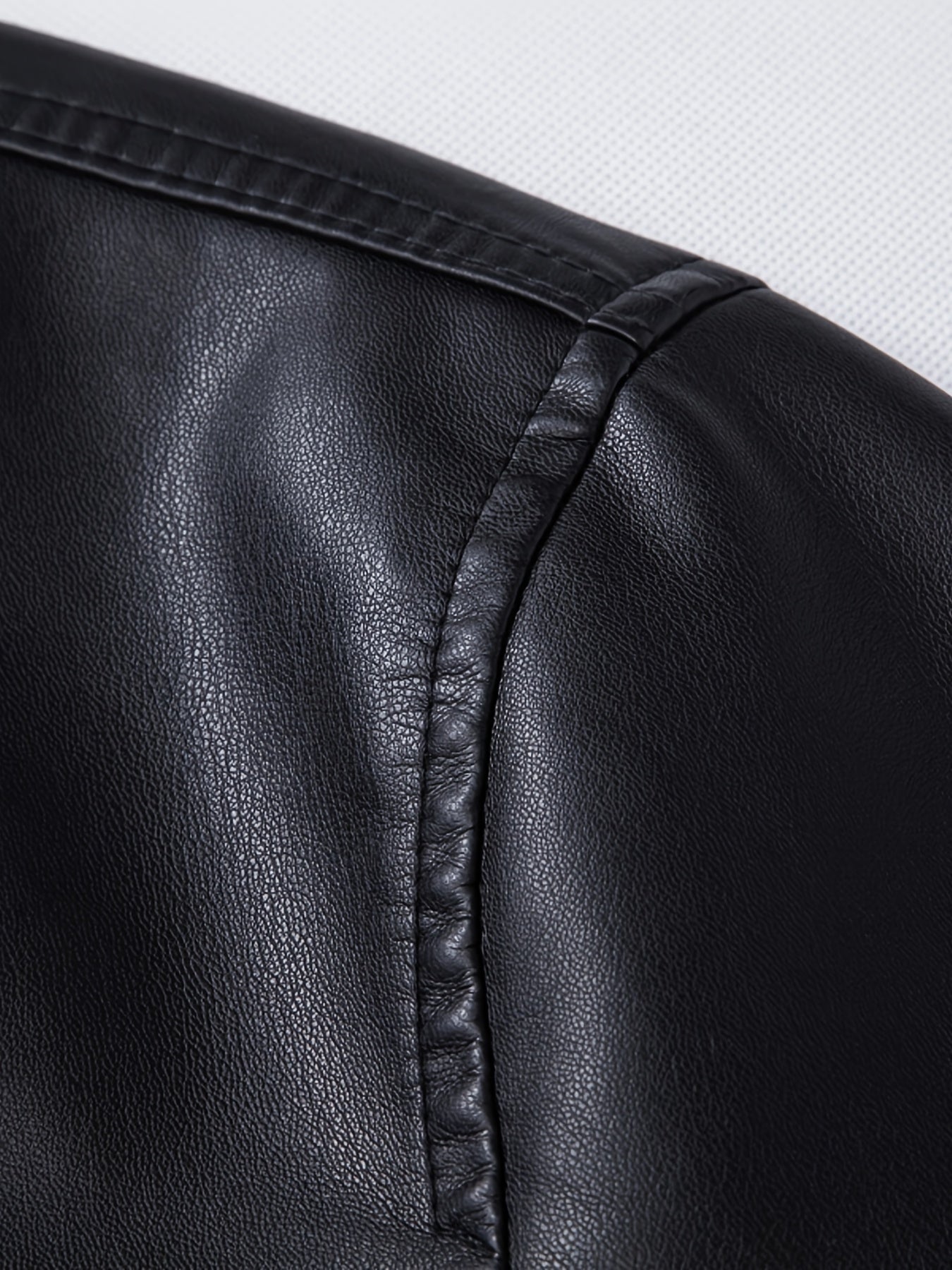 Men's Slim-Fit PU Leather Jacket with Stand-Up Collar - Black Softshell Zipper Front Casual Streetwear Coat, High-Quality Polyester Lining for Autumn Winter