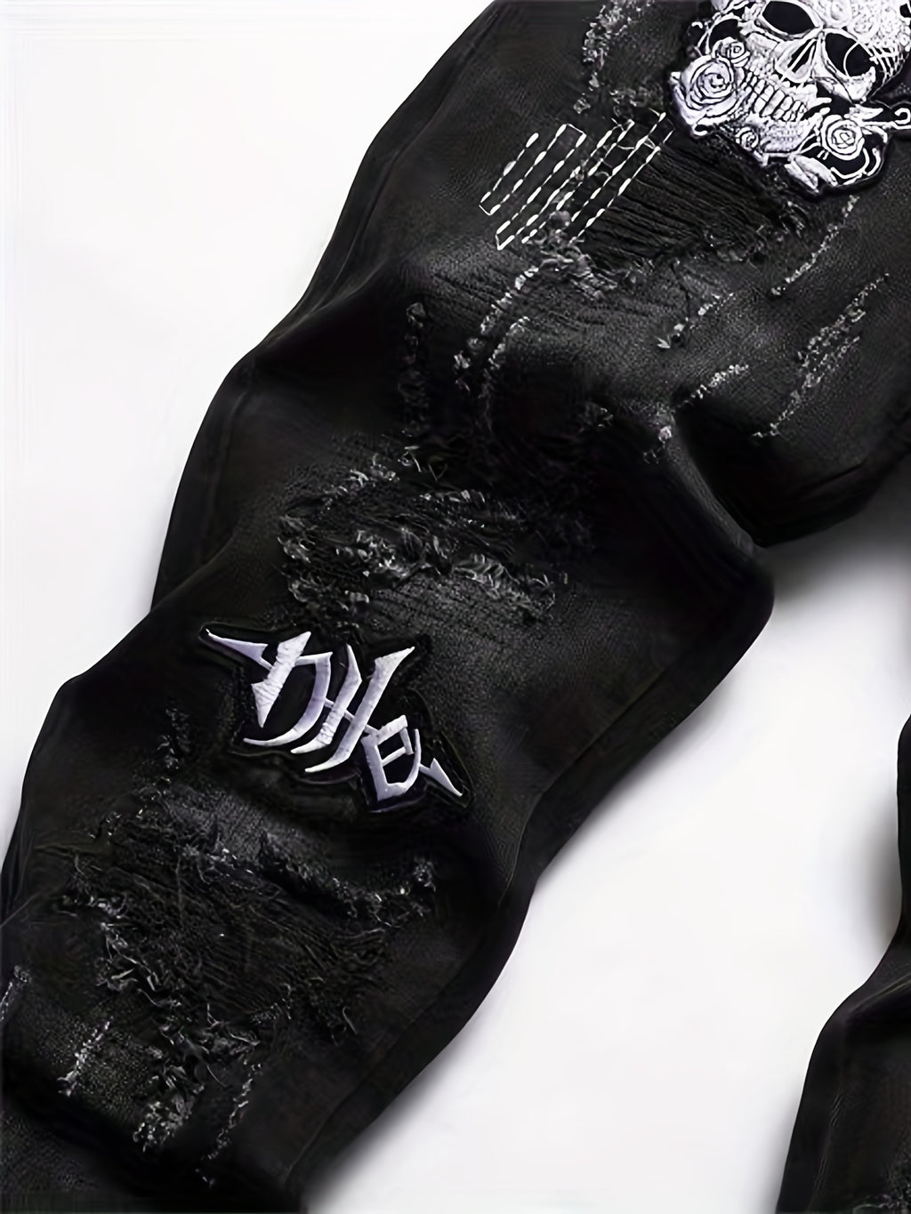 Men's Halloween Patchwork Jeans, Casual Street Style Medium Stretch Denim Pants