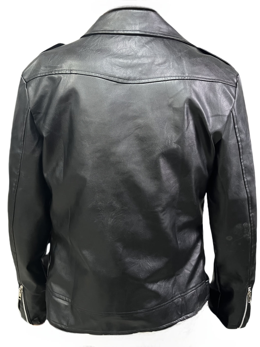 Men'S Fitted Motorcycle-Style PU Faux Leather Jacket