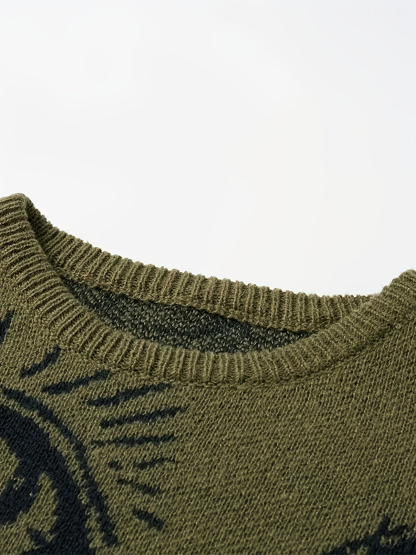 Pull Vintage Œil du Diable à Contraste de Couleurs - Pull Unisexe Col Rond en Tricot Mi-Extensible pour Hommes & Femmes, Vêtements Décontractés Printemps\u002FAutomne, Confortable, Grande Taille