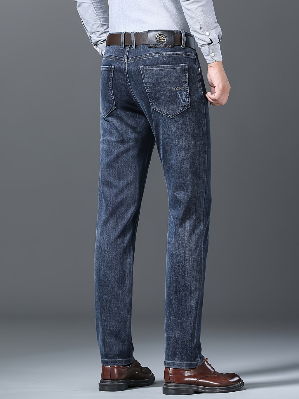 High-end blue luxury business jeans for men, 2025 new straight-leg slim-fit Men's pants, casual pants for all seasons