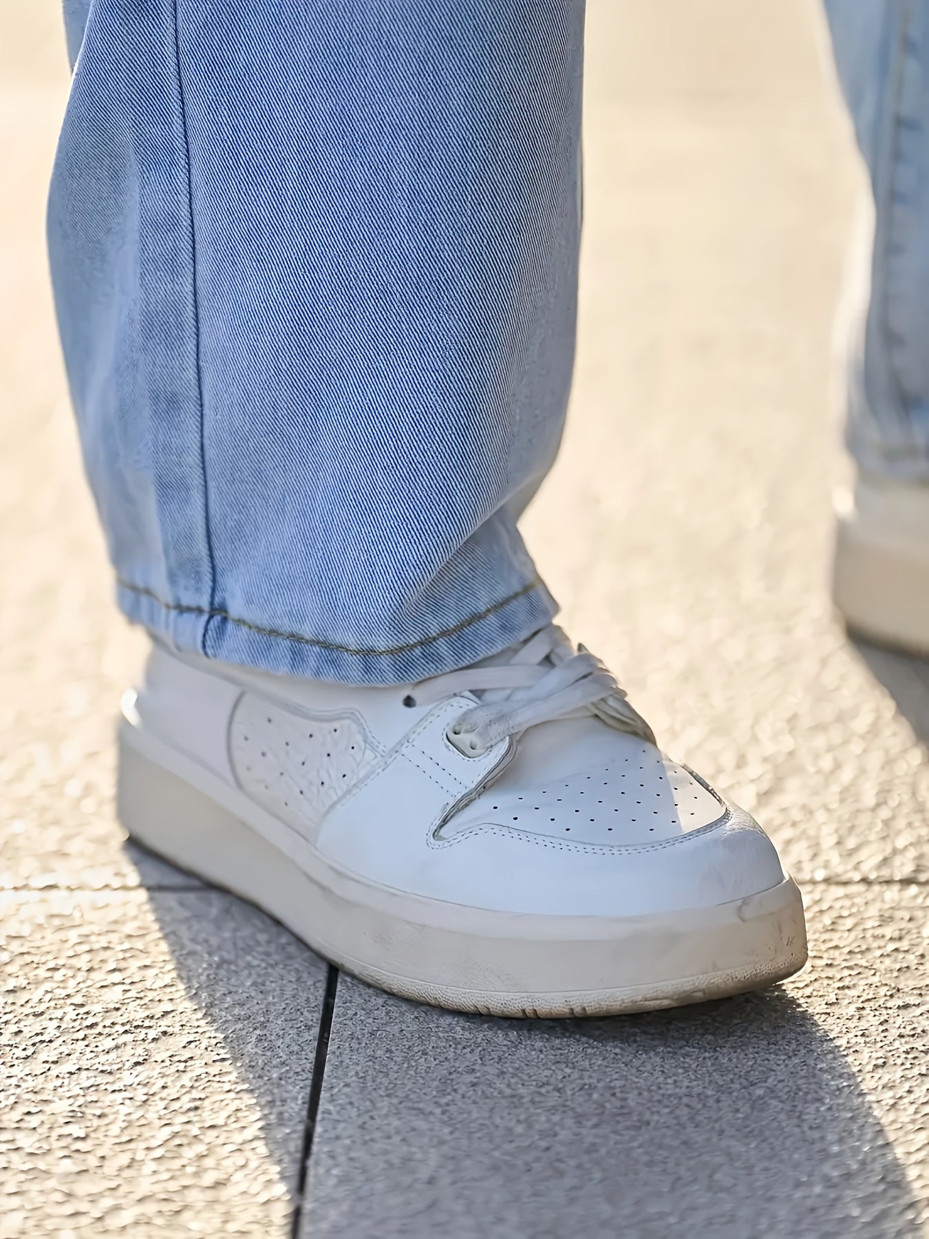 Men's Loose Fit Hip Hop Jeans - Casual Street Style Denim with Elastic Waistband, Light Blue Smooth Skateboard Pants for All Seasons, Comfortable and Stylish for Casual Attire, Allseasons Apparel | Nonstretch Fabric