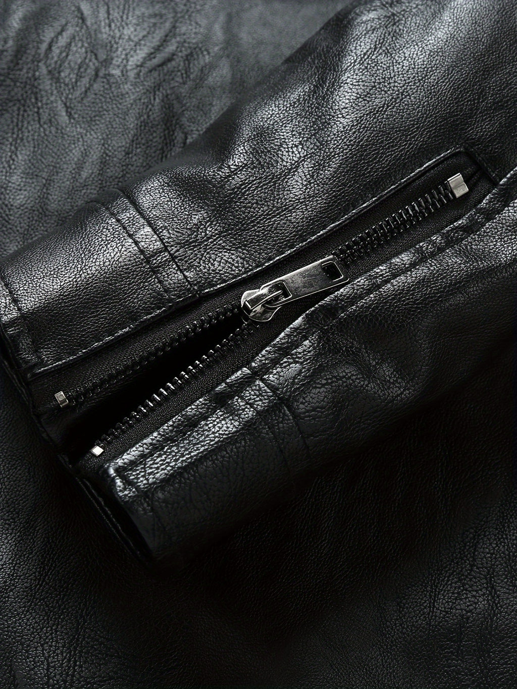 Men's Black PU Leather Jacket - Stylish Stand Collar Moto Biker Outerwear with Zipper & Multiple Pockets, Casual Fall\u002FWinter Fashion, Winter Jacket | Fashion Forward Leatherwear | PU Leather Look, Motorcycle Riding Gear