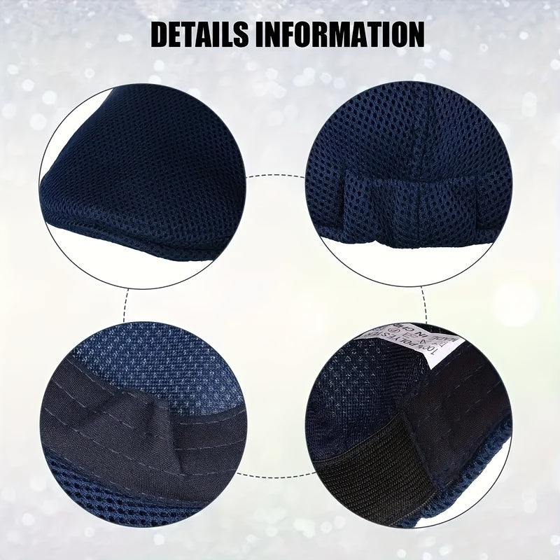 6pcs Men'S Breathable Mesh Flat Caps - Lightweight, Polyester, Round Brim, Ideal for Summer, Sports, and Casual Wear, Sports Cap | Stylish Headgear | Lightweight Cap