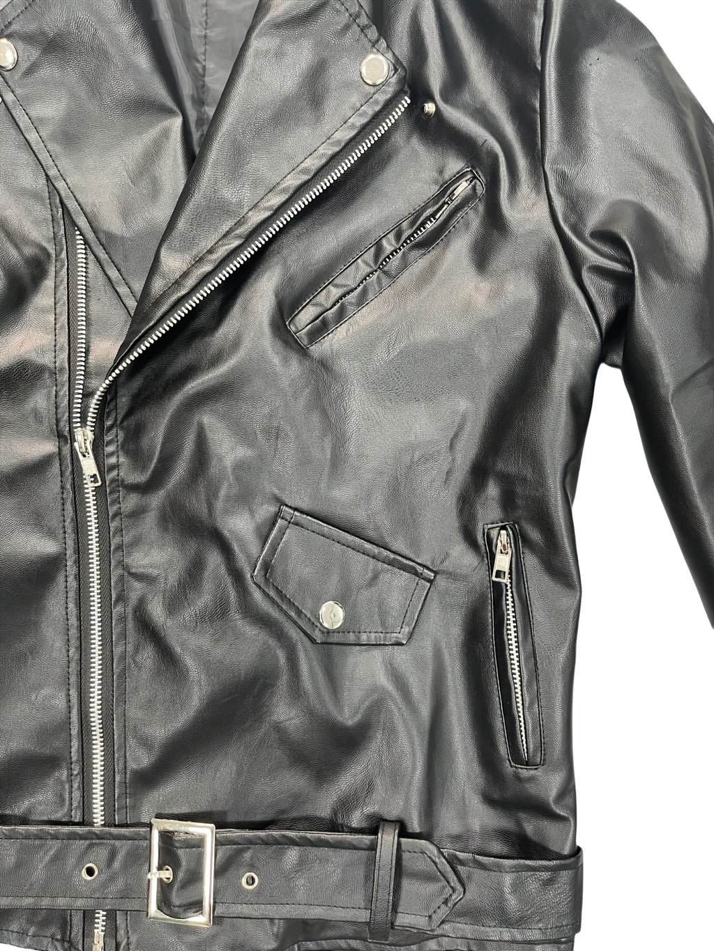 Men'S Fitted Motorcycle-Style PU Faux Leather Jacket