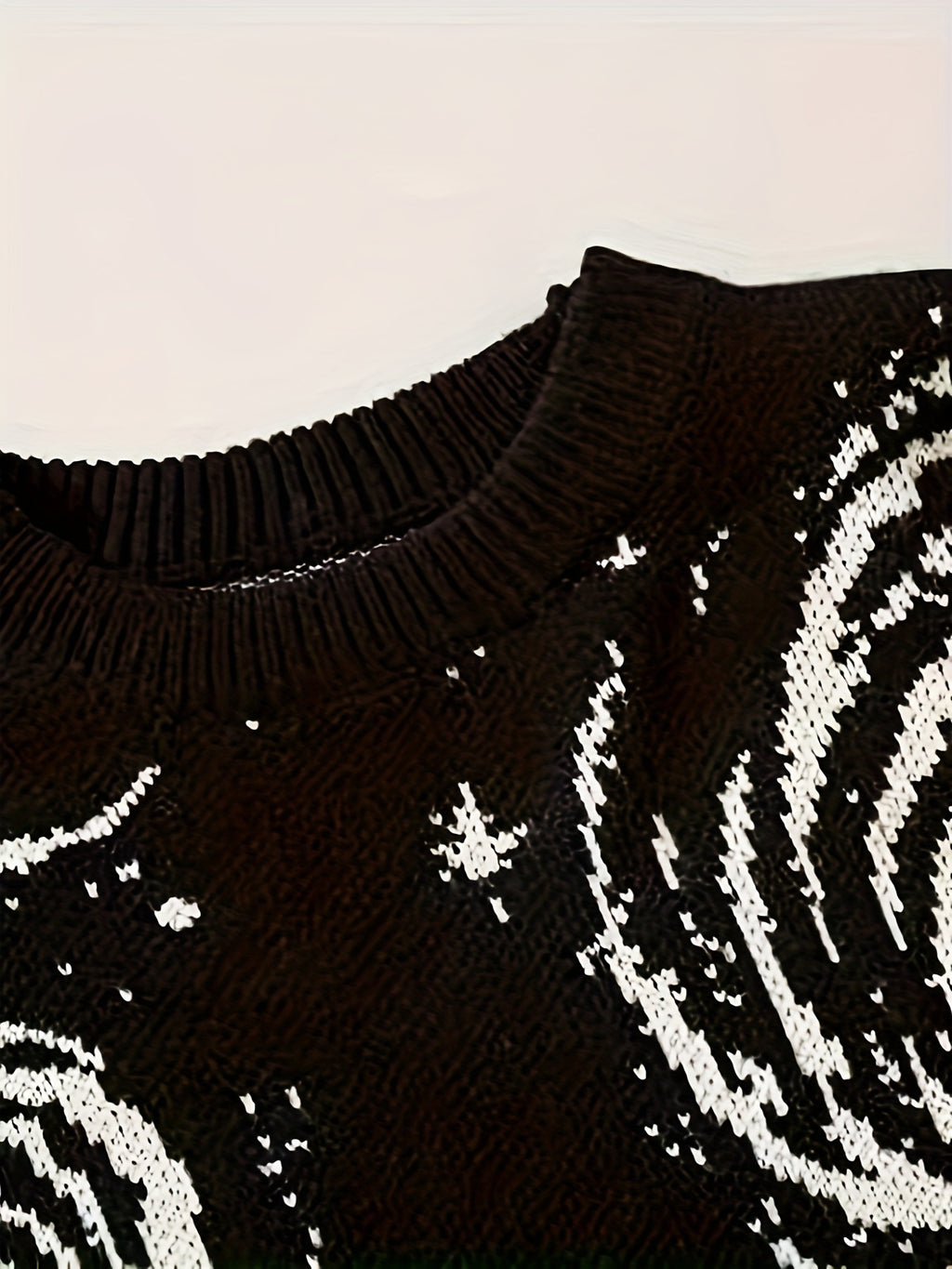 Pull-over Décontracté Homme Grande Taille Col Rond Tricoté Motif Ciel Étoilé à Ourlet Effet Détaché avec Franges, Univers en Stretch Chaud - PLUS SIZE