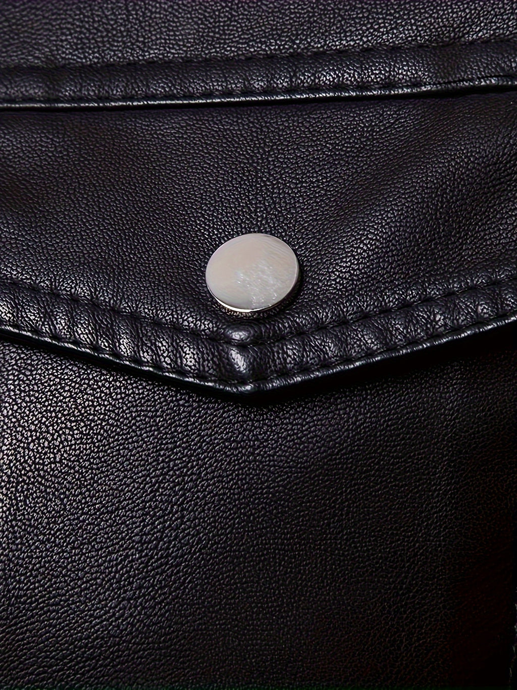 Men's Slim-Fit PU Leather Bomber Jacket with Zipper Closure, Adjustable Stand-Up Collar & Pockets - Black Casual Motorcycle Coat for Autumn Winter, Casual Attire | Durable Outerwear