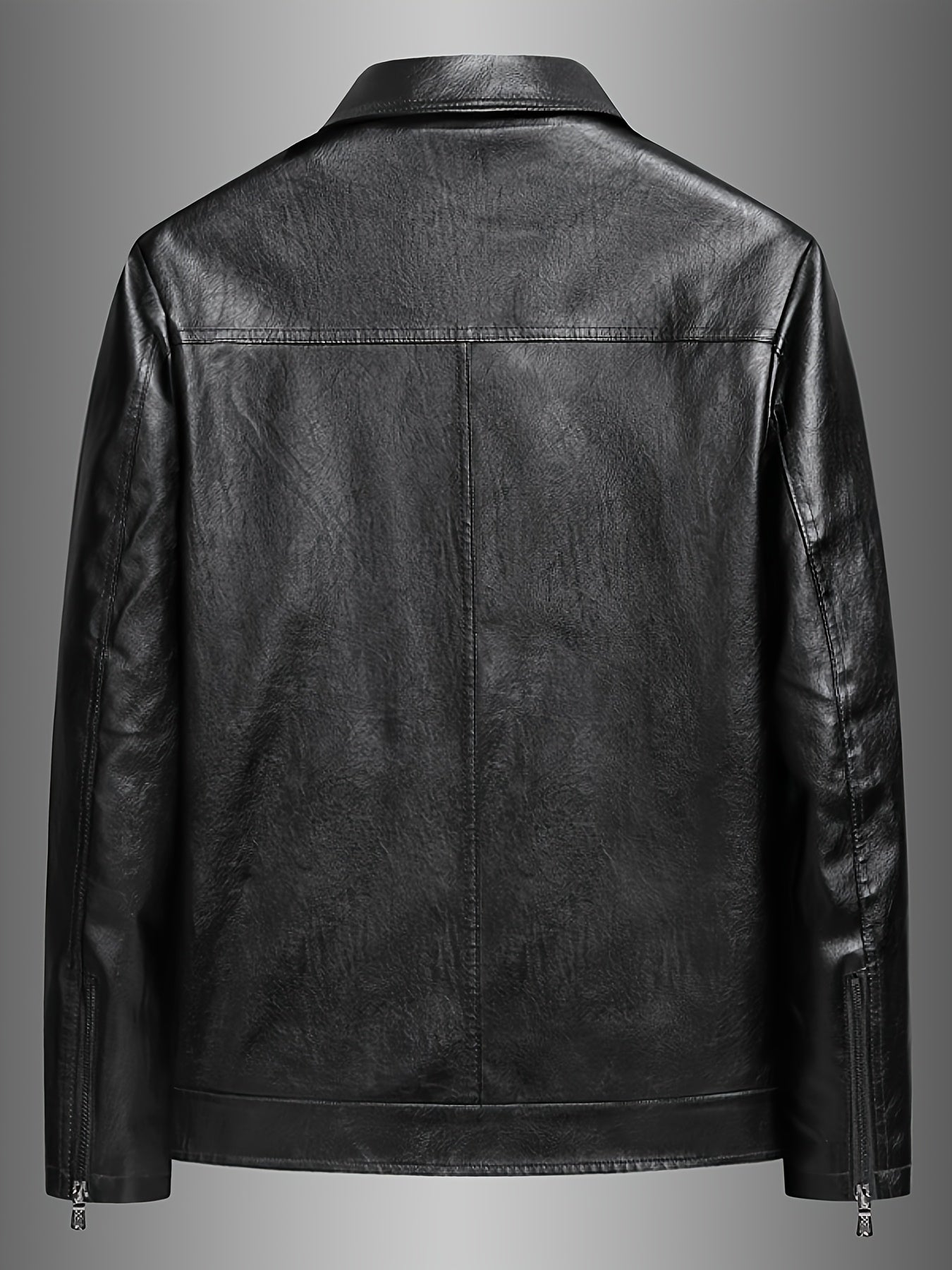 PUPU PU Leather Men's Big & Tall Casual Jacket - Light Green PU Leather Windproof Motorcycle Style with Zipper Closure, Polyester Lining & Side Pockets, Regular Fit for Spring\u002FFall Outdoor Hiking & Casual Wear, Durable Fashion