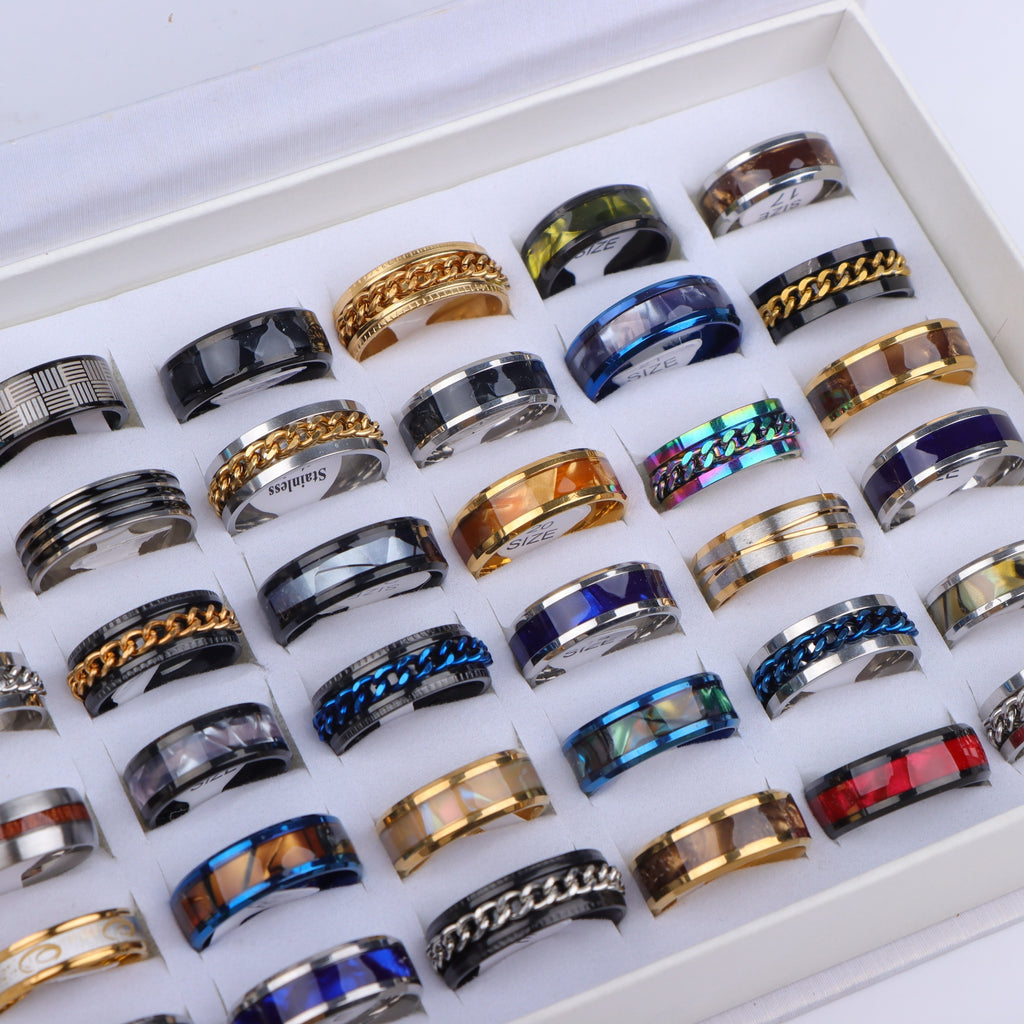 20\u002FPack Fashion Casual Trend Stainless Steel Men And Women Mixed Rings, Daily And Party Rings, Accessories, Jewelry Rings