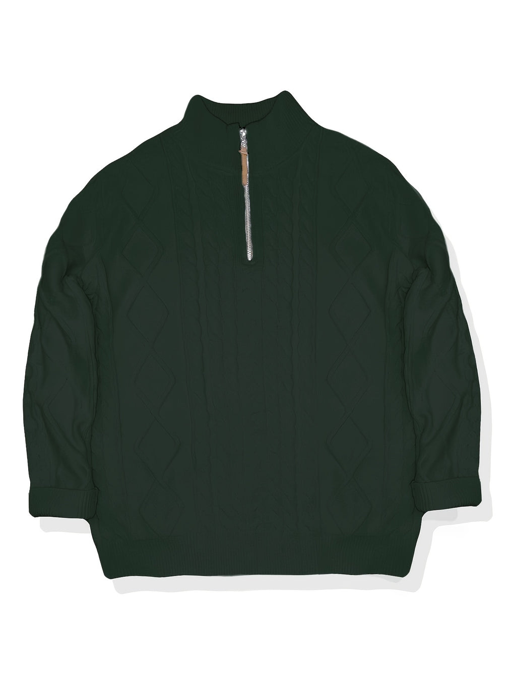 Pull Homme Décontracté Uni - Lavable en Machine, Élasticité Moyenne, Col et Fermeture 1\u002F4 Zip, Coupe Regular pour Automne\u002FHiver, Confort Chaud Quotidien, Encolure Élégante